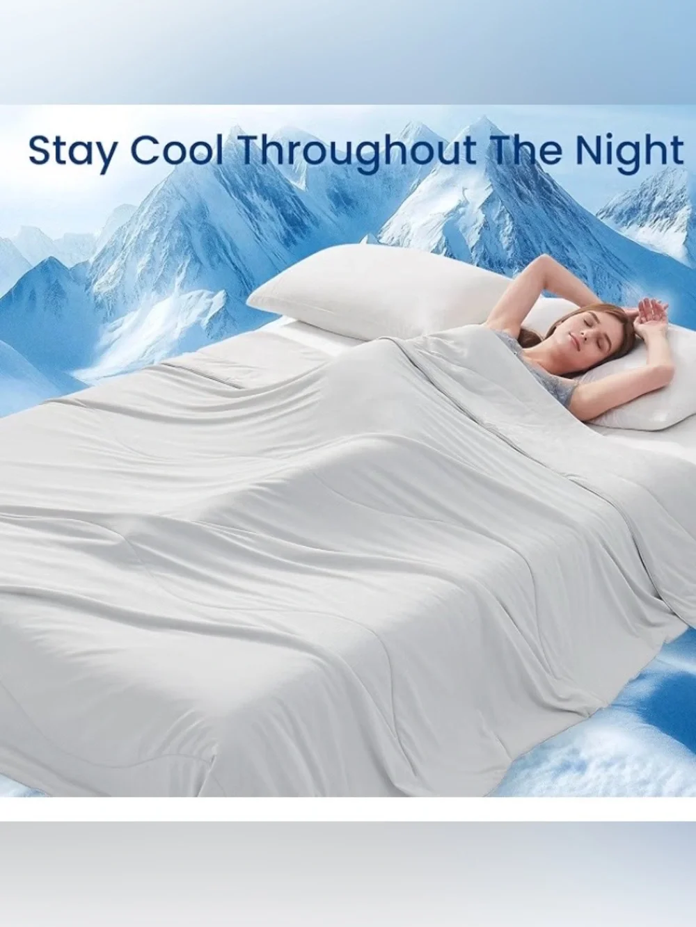 Cooling Comforter Queen Size -Cooling Blanket for Hot Sleepers, Light Grey